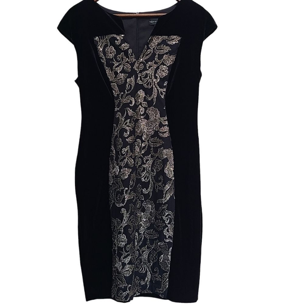 Connected New Women's Velvet Metallic Mesh Sheath Dress Size 8
